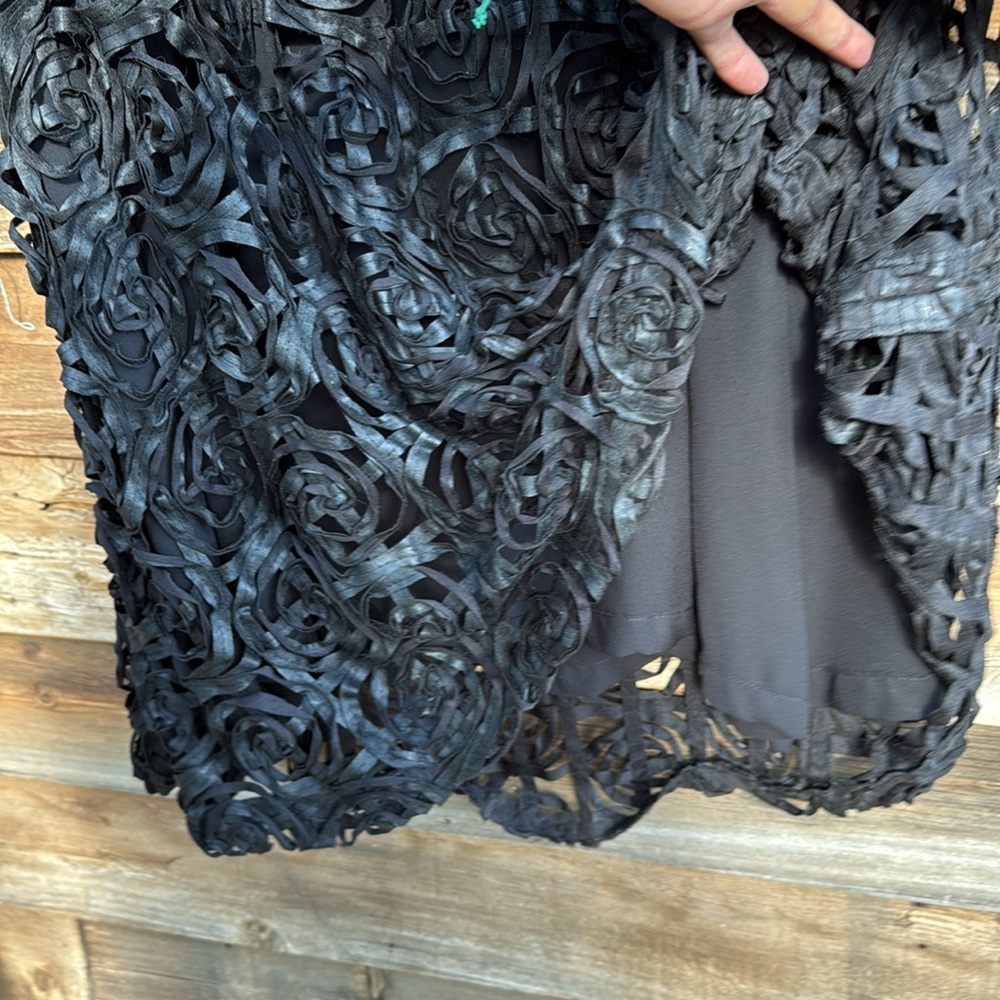 Javier Simorra made in Spain Chic Black Textured Maxi Skirt fully lined - Picture 4 of 8